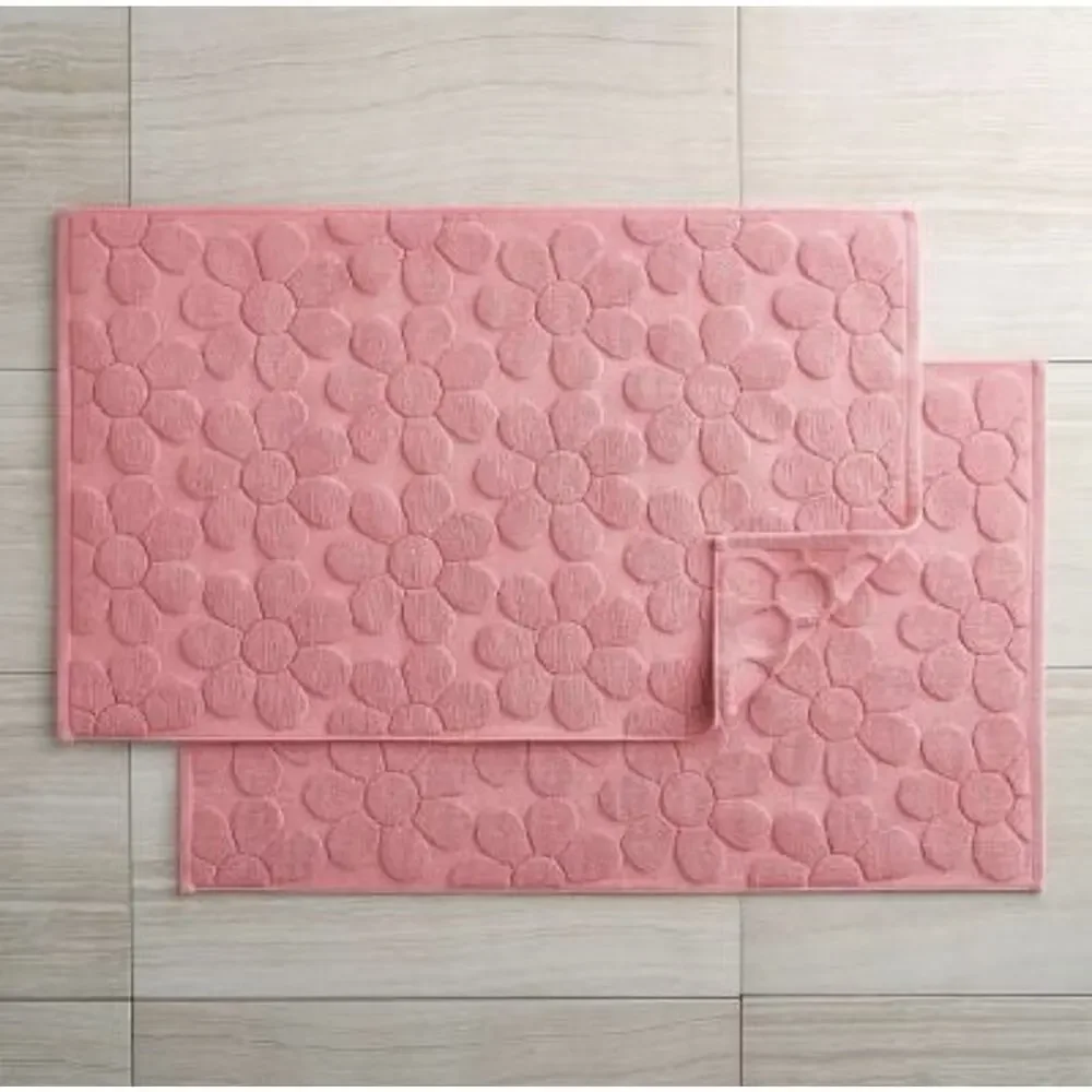 Charisma Bath Mat Daisy Coral 20x34 2 Pack